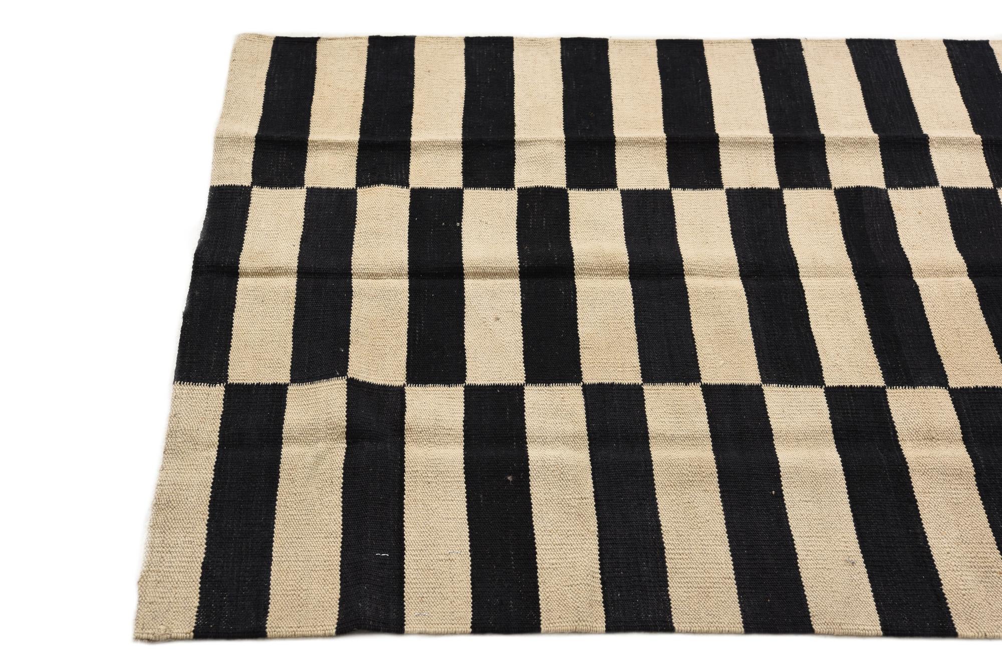 3' 3 x 4' 11 Hand Woven Kilim Modern Wool Rug