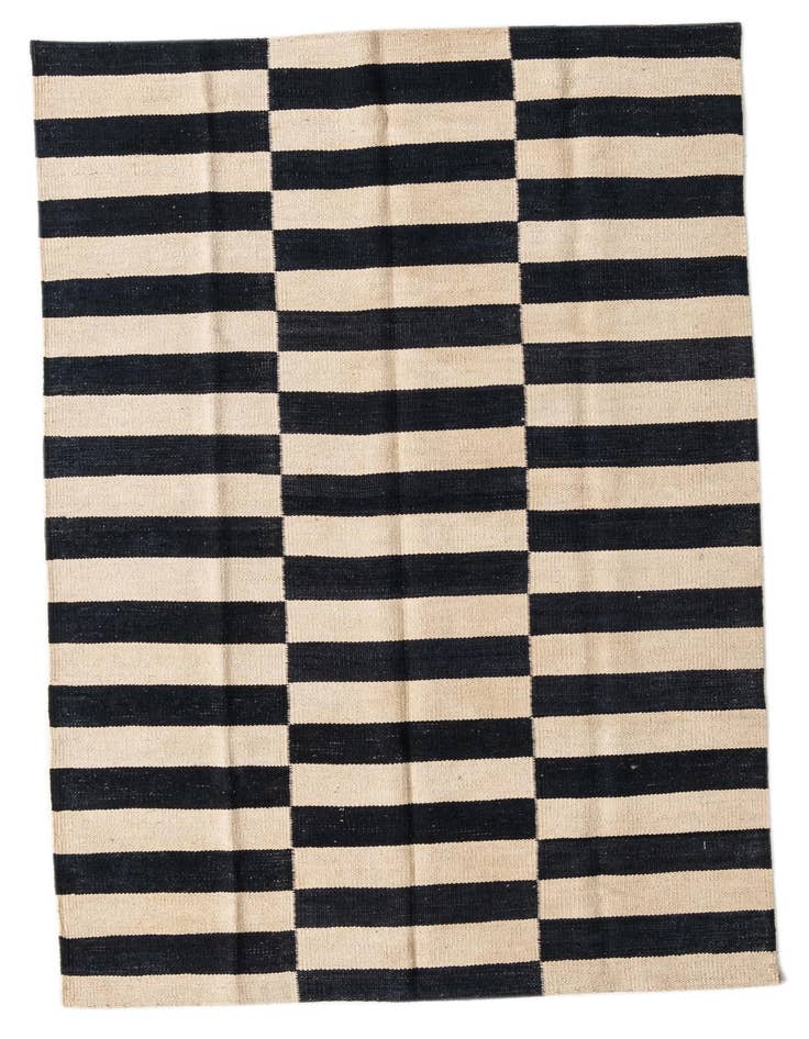 Detail image of 3' 3 x 4' 11 Hand Woven Kilim Modern Wool Rug