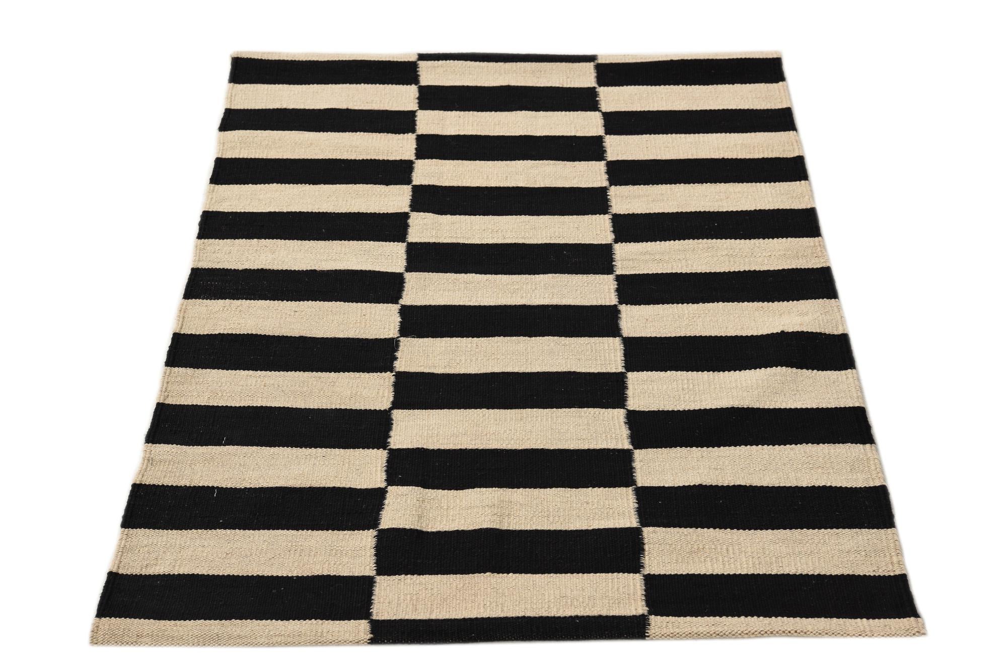 2' 8 x 3' 9 Hand Woven Kilim Modern Wool Rug