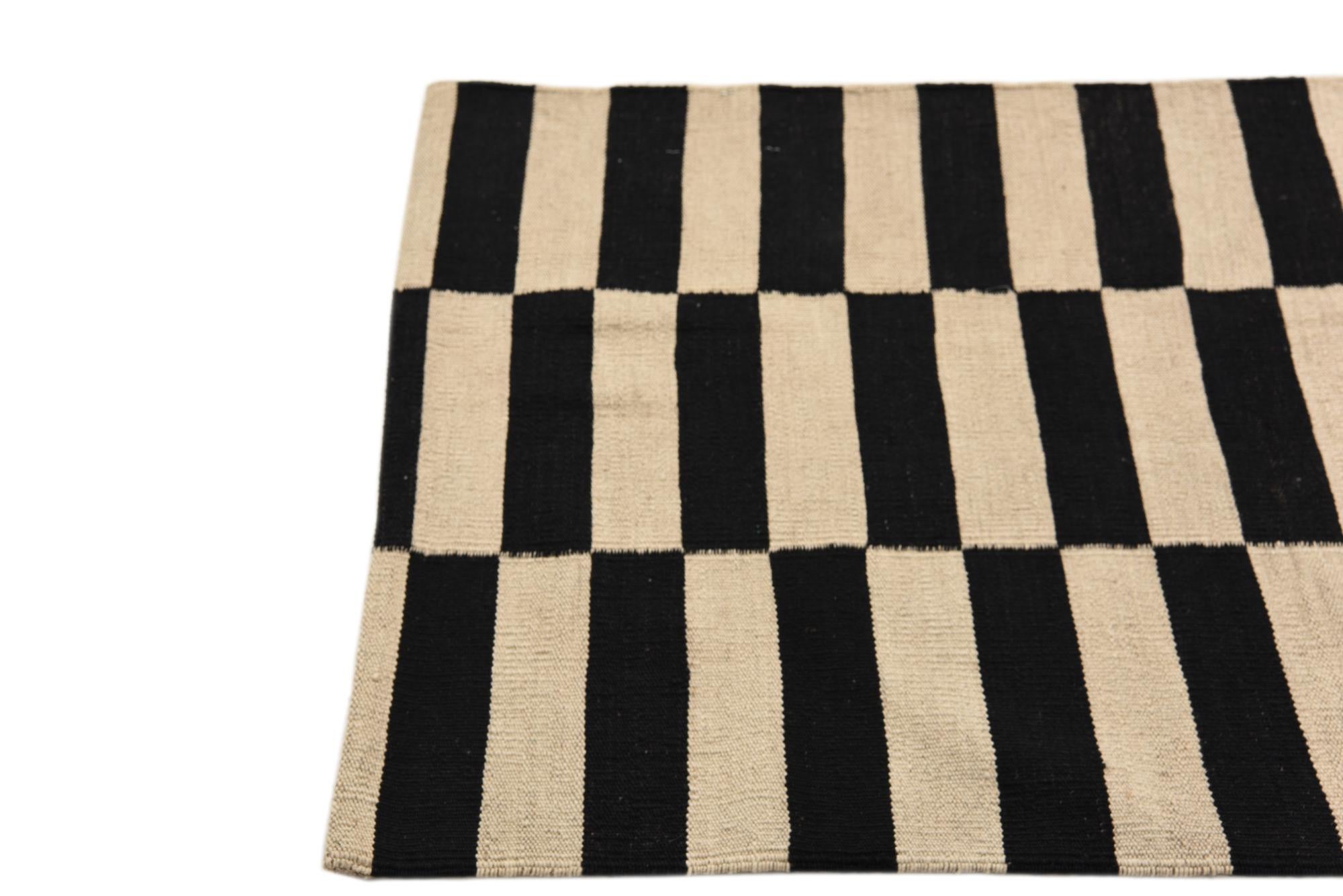 2' 8 x 3' 9 Hand Woven Kilim Modern Wool Rug