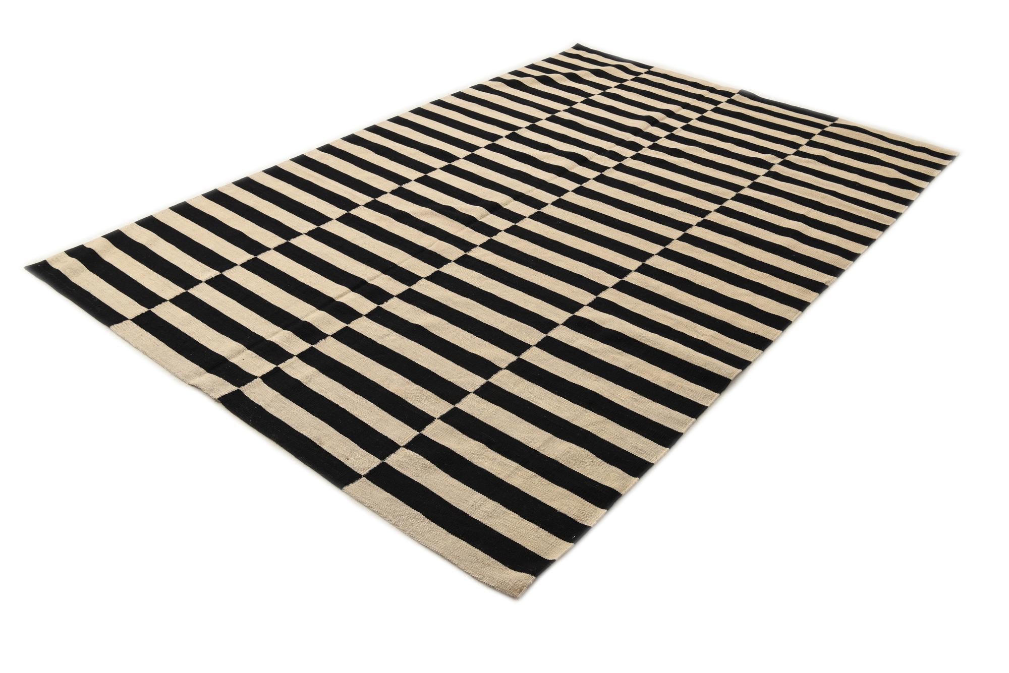 6' 6 x 9' 10 Hand Woven Kilim Modern Wool Rug