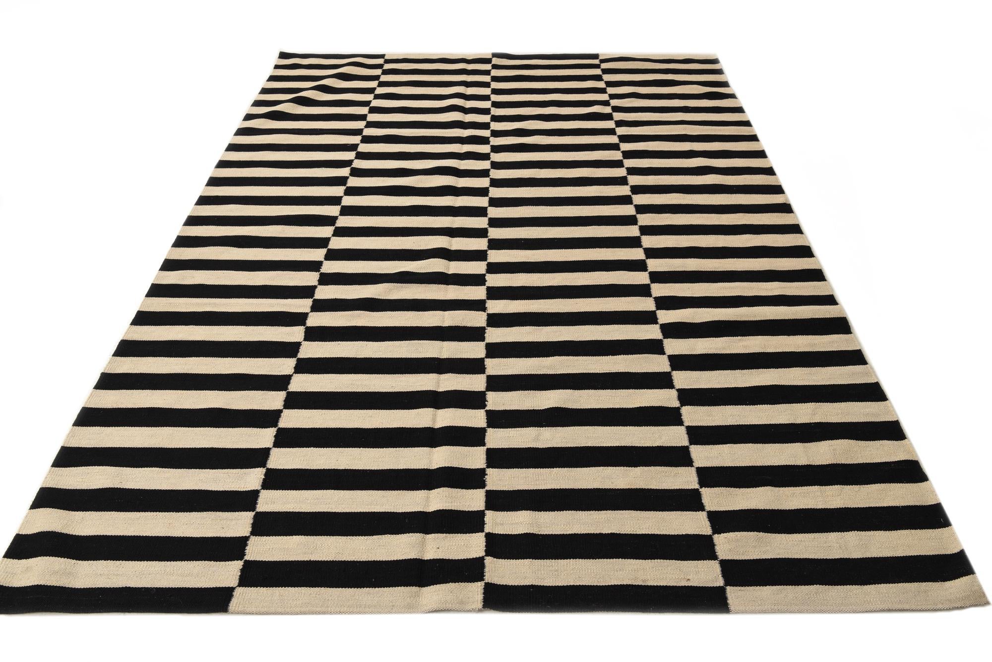 6' 6 x 9' 10 Hand Woven Kilim Modern Wool Rug