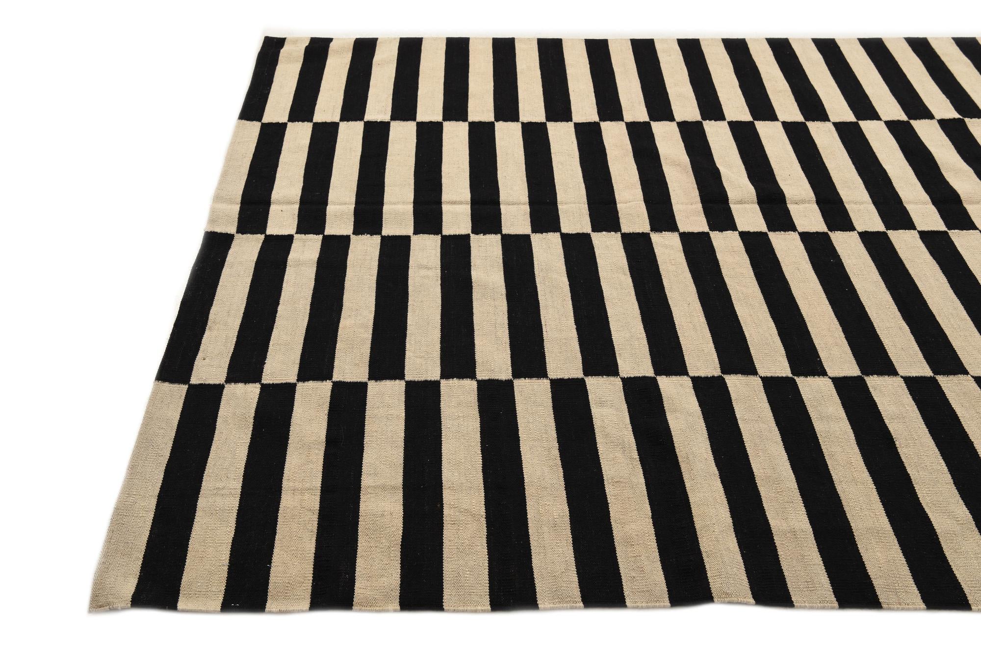6' 6 x 9' 10 Hand Woven Kilim Modern Wool Rug
