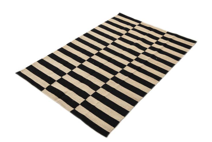 Detail image of 3' 4 x 5' Hand Woven Kilim Modern Wool Rug