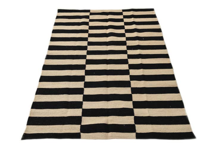 Detail image of 3' 4 x 5' Hand Woven Kilim Modern Wool Rug