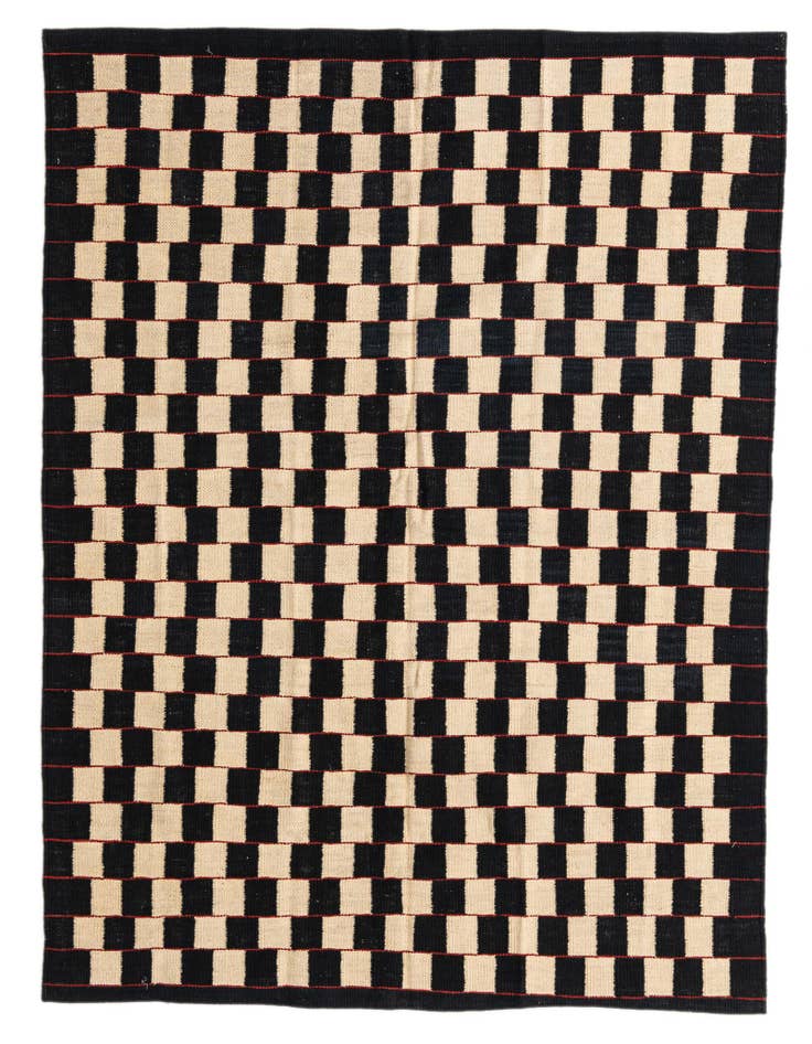 Detail image of 4' 9 x 6' 2 Hand Woven Kilim Modern Wool Rug
