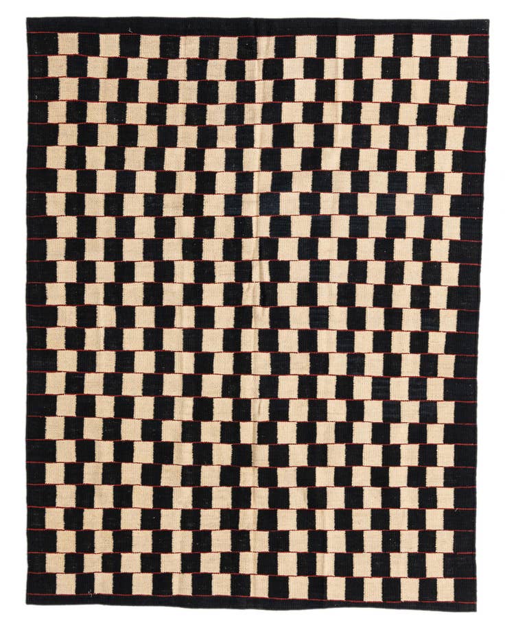 Detail image of 4' 9 x 6' 2 Hand Woven Kilim Modern Wool Rug