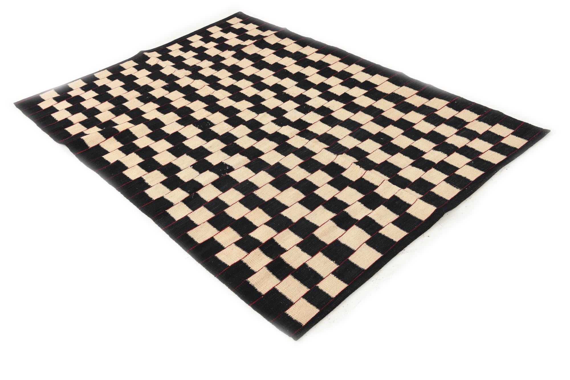 4' 3 x 5' 10 Hand Woven Kilim Modern Wool Rug