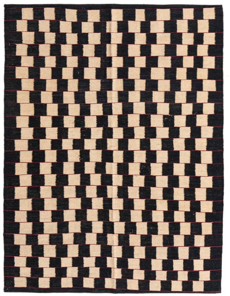 Detail image of 4' 3 x 5' 10 Hand Woven Kilim Modern Wool Rug