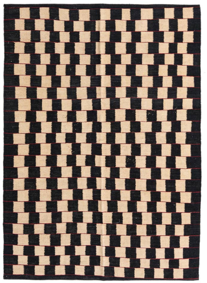 Detail image of 4' 3 x 5' 10 Hand Woven Kilim Modern Wool Rug