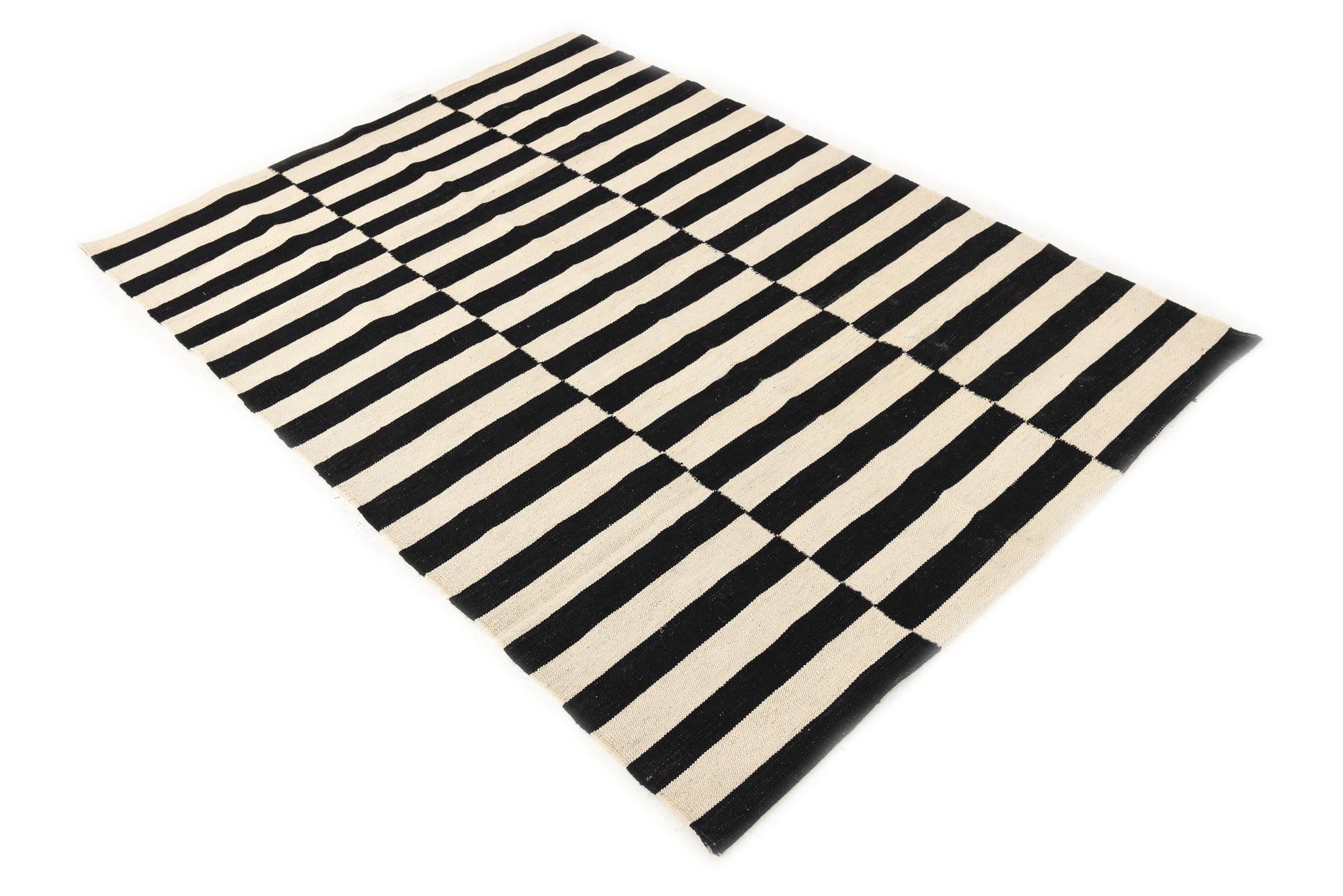 4' 2 x 5' 10 Hand Woven Kilim Modern Wool Rug