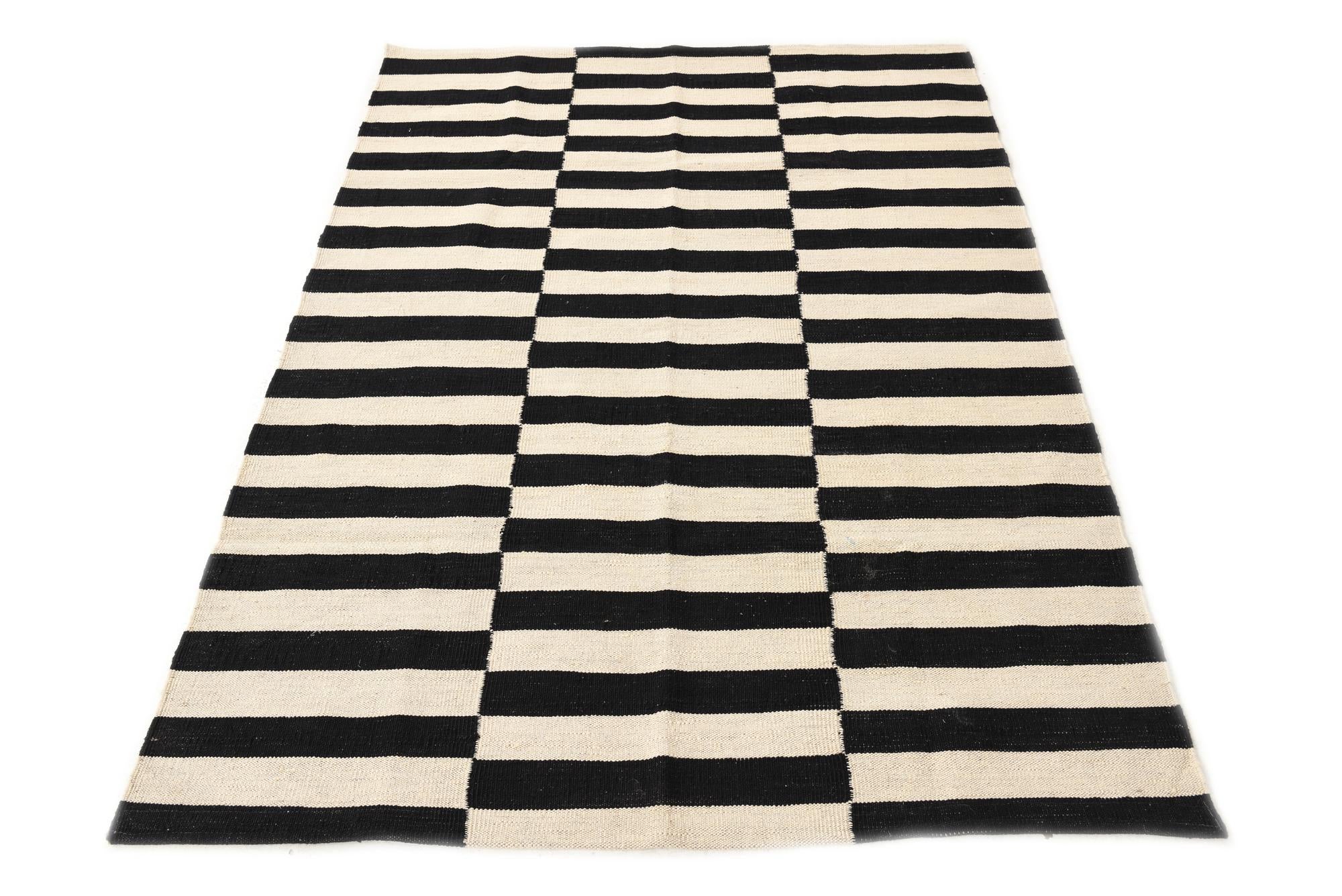 4' 2 x 5' 10 Hand Woven Kilim Modern Wool Rug