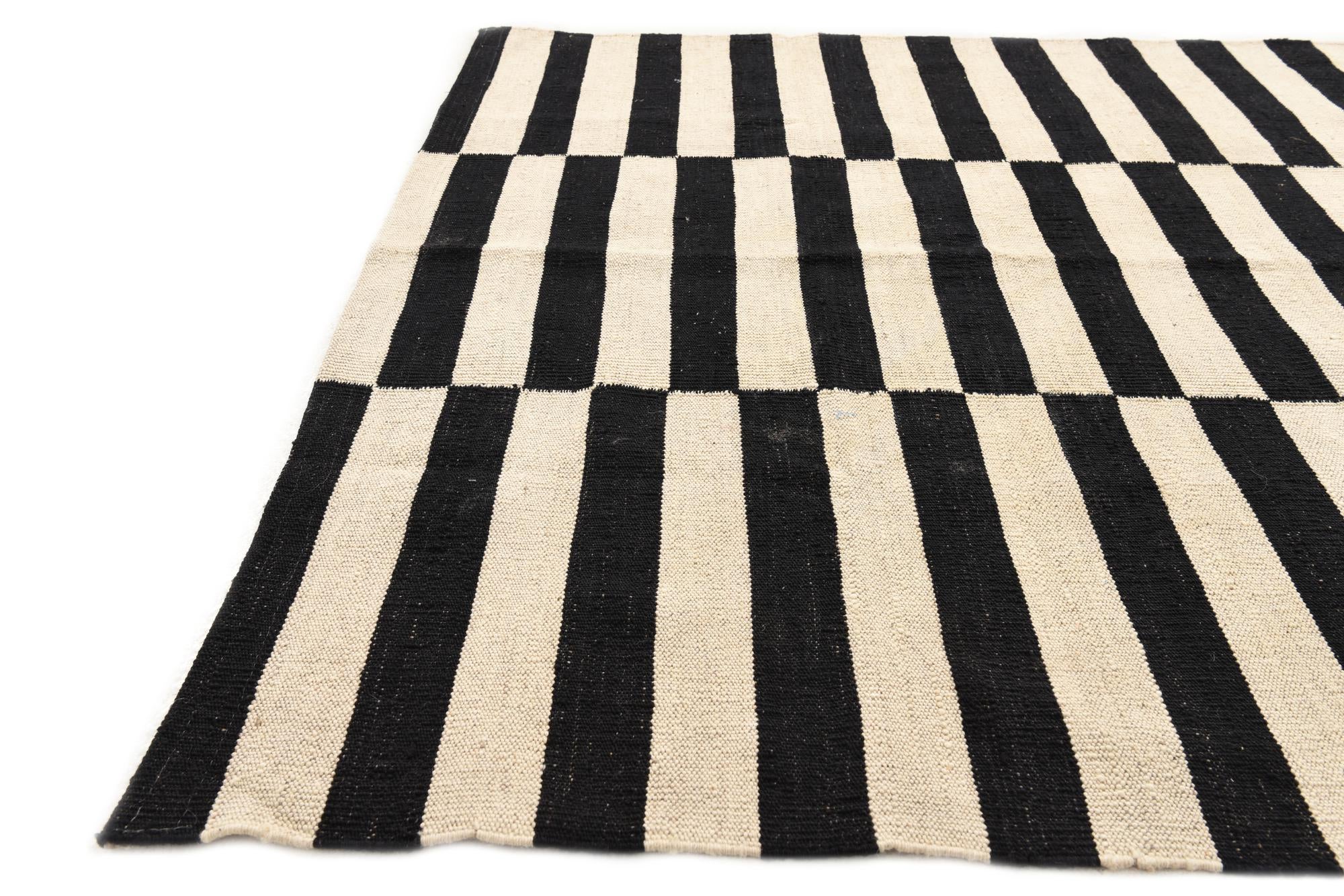 4' 2 x 5' 10 Hand Woven Kilim Modern Wool Rug