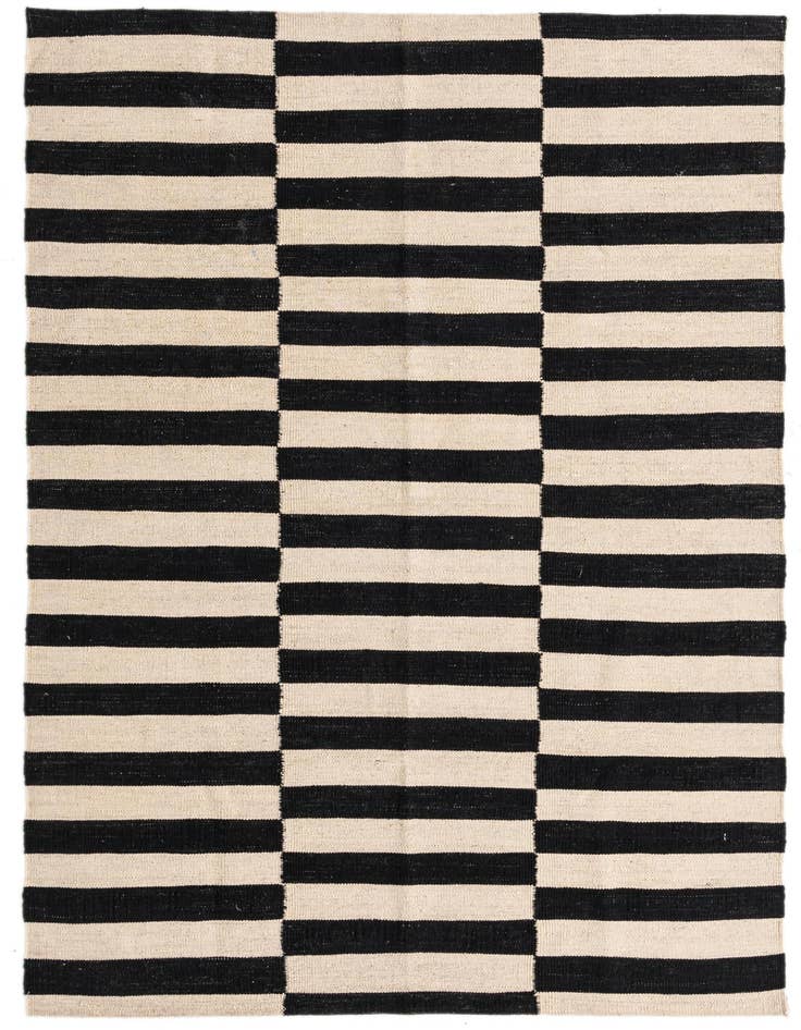 Detail image of 4' 2 x 5' 10 Hand Woven Kilim Modern Wool Rug