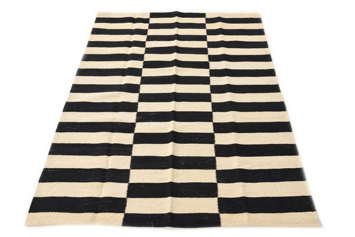 3' 4 x 4' 10 Hand Woven Kilim Modern Wool Rug