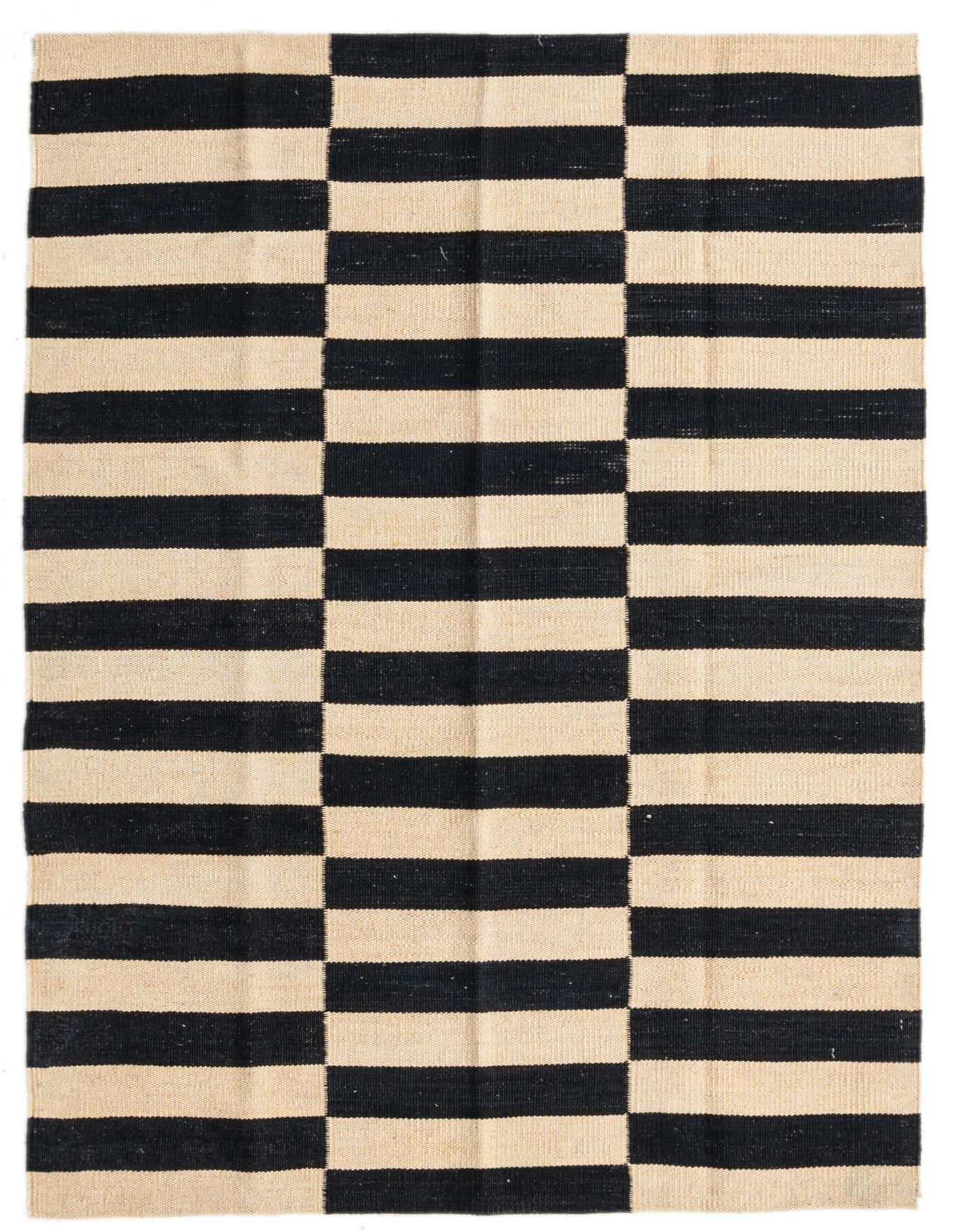 3' 4 x 4' 10 Hand Woven Kilim Modern Wool Rug