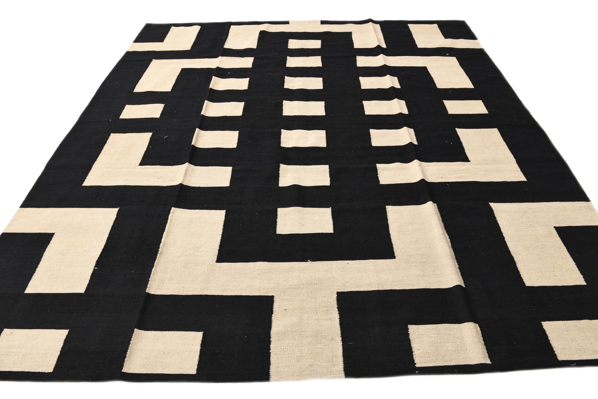 8' 6 x 9' 7 Hand Woven Kilim Modern Wool Rug