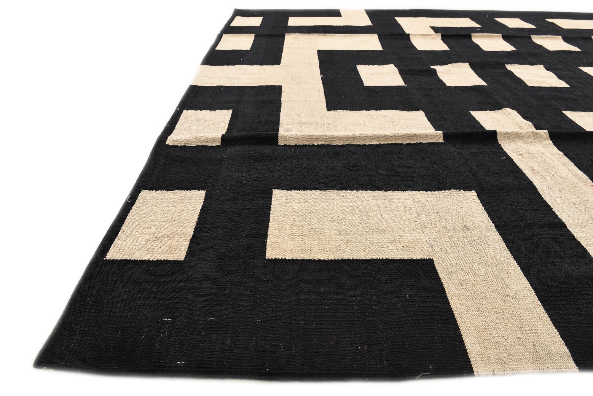 8' 6 x 9' 7 Hand Woven Kilim Modern Wool Rug
