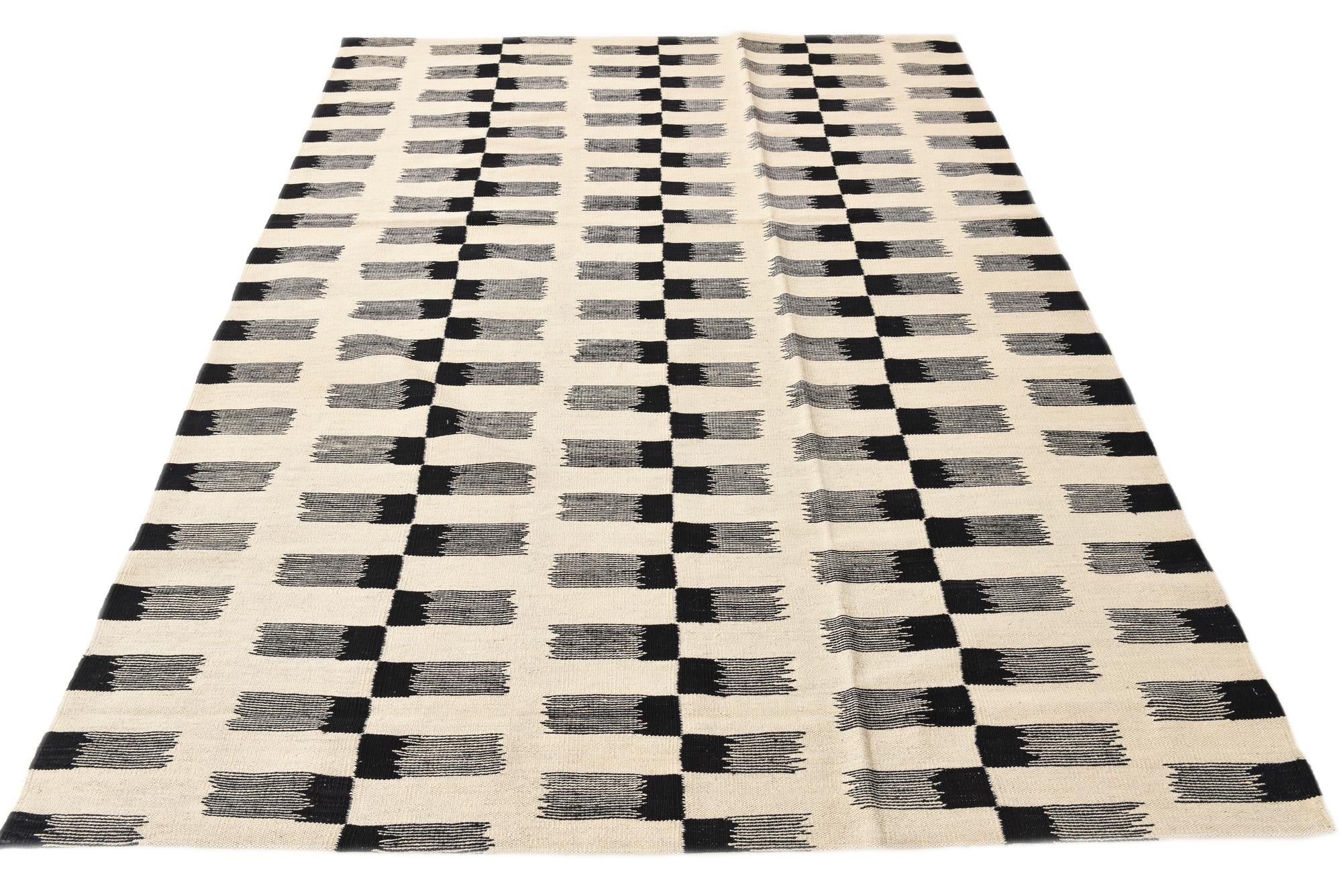 5' 8 x 7' 9 Hand Woven Kilim Modern Wool Rug