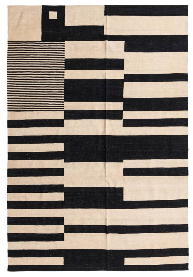Detail image of 6' 7 x 9' 8 Hand Woven Kilim Modern Wool Rug