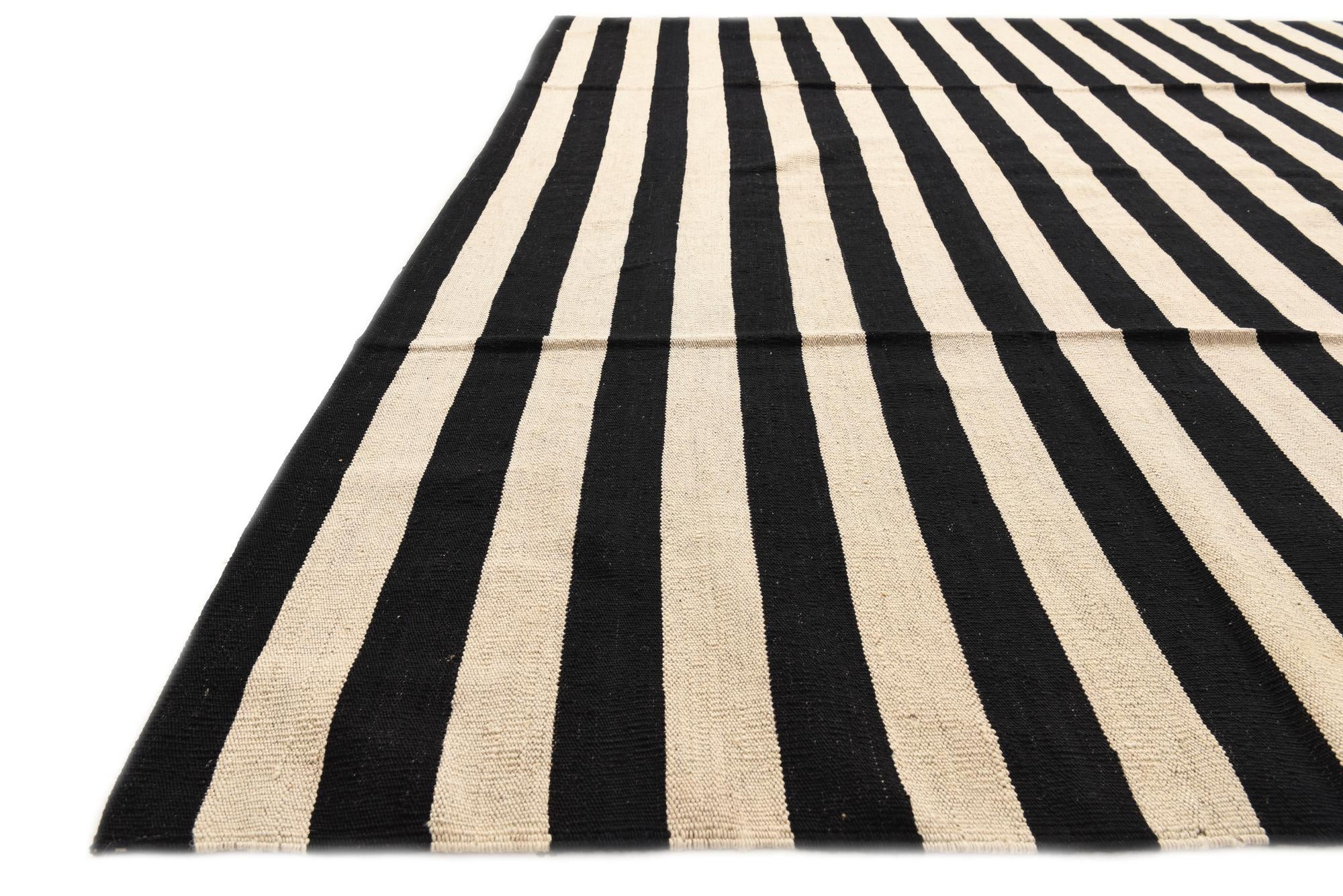 8' 6 x 9' 10 Hand Woven Kilim Modern Wool Rug