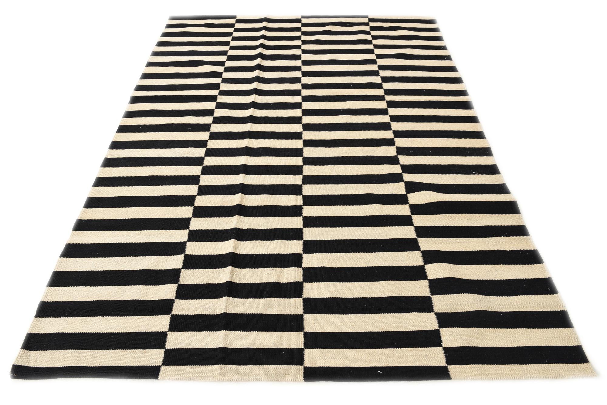 5' 8 x 8' Hand Woven Kilim Modern Wool Rug