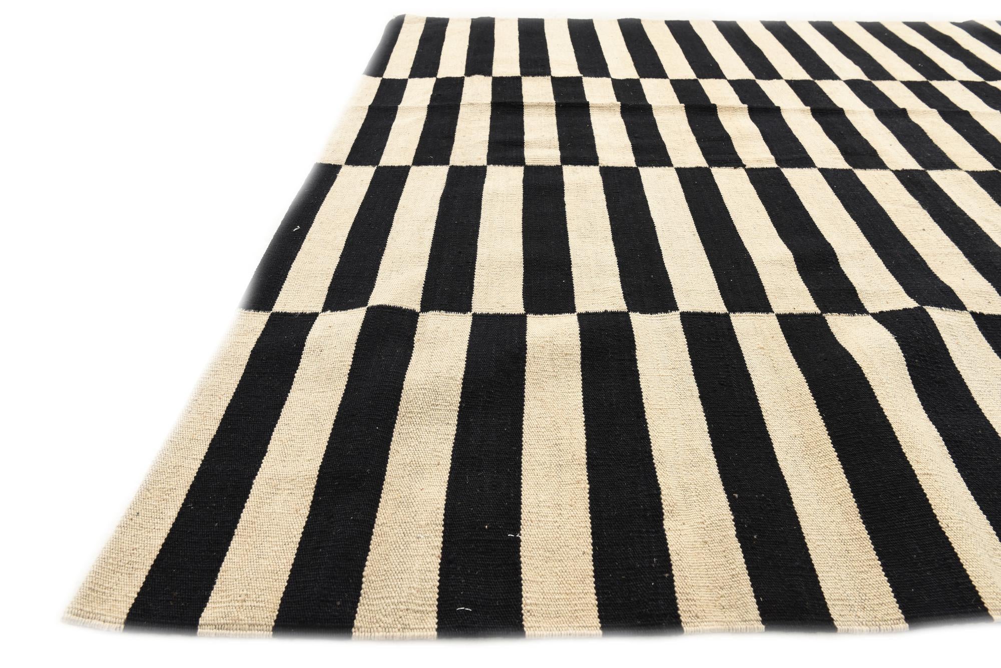 5' 8 x 8' Hand Woven Kilim Modern Wool Rug
