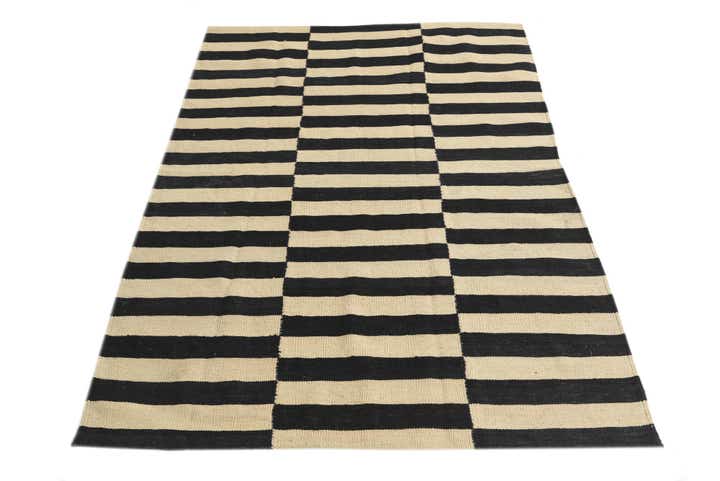 4' 4 x 5' 10 Hand Woven Kilim Modern Wool Rug