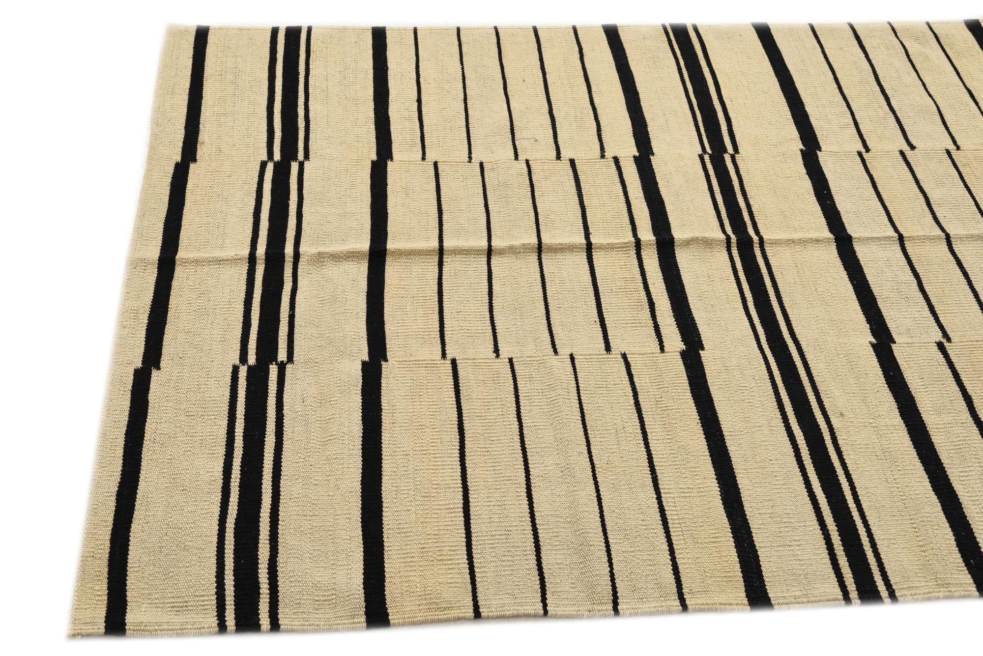 4' 1 x 5' 10 Hand Woven Kilim Modern Wool Rug