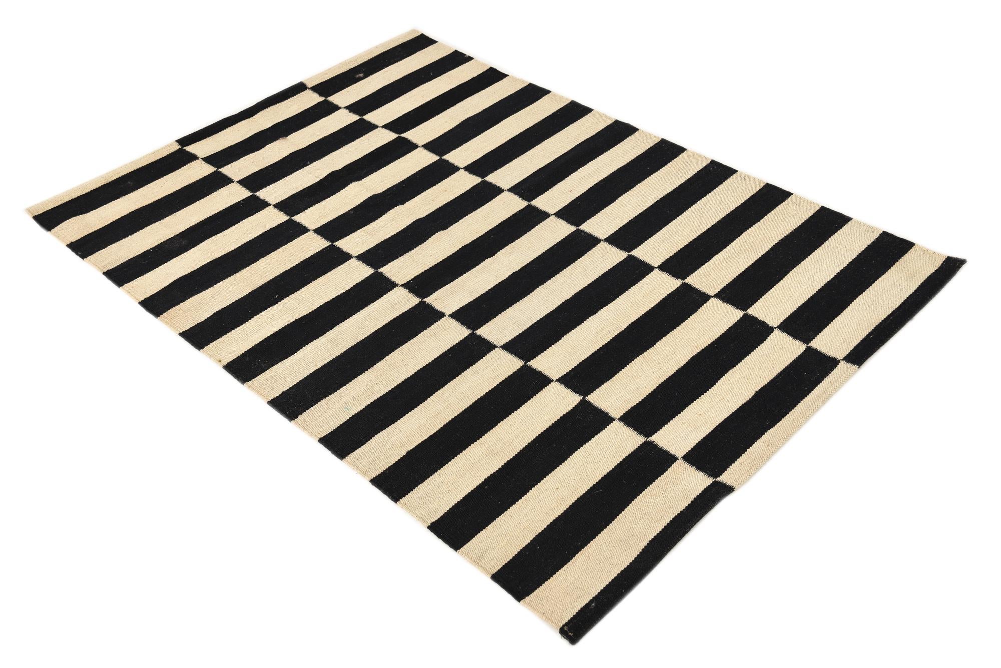 3' 4 x 4' 9 Hand Woven Kilim Modern Wool Rug