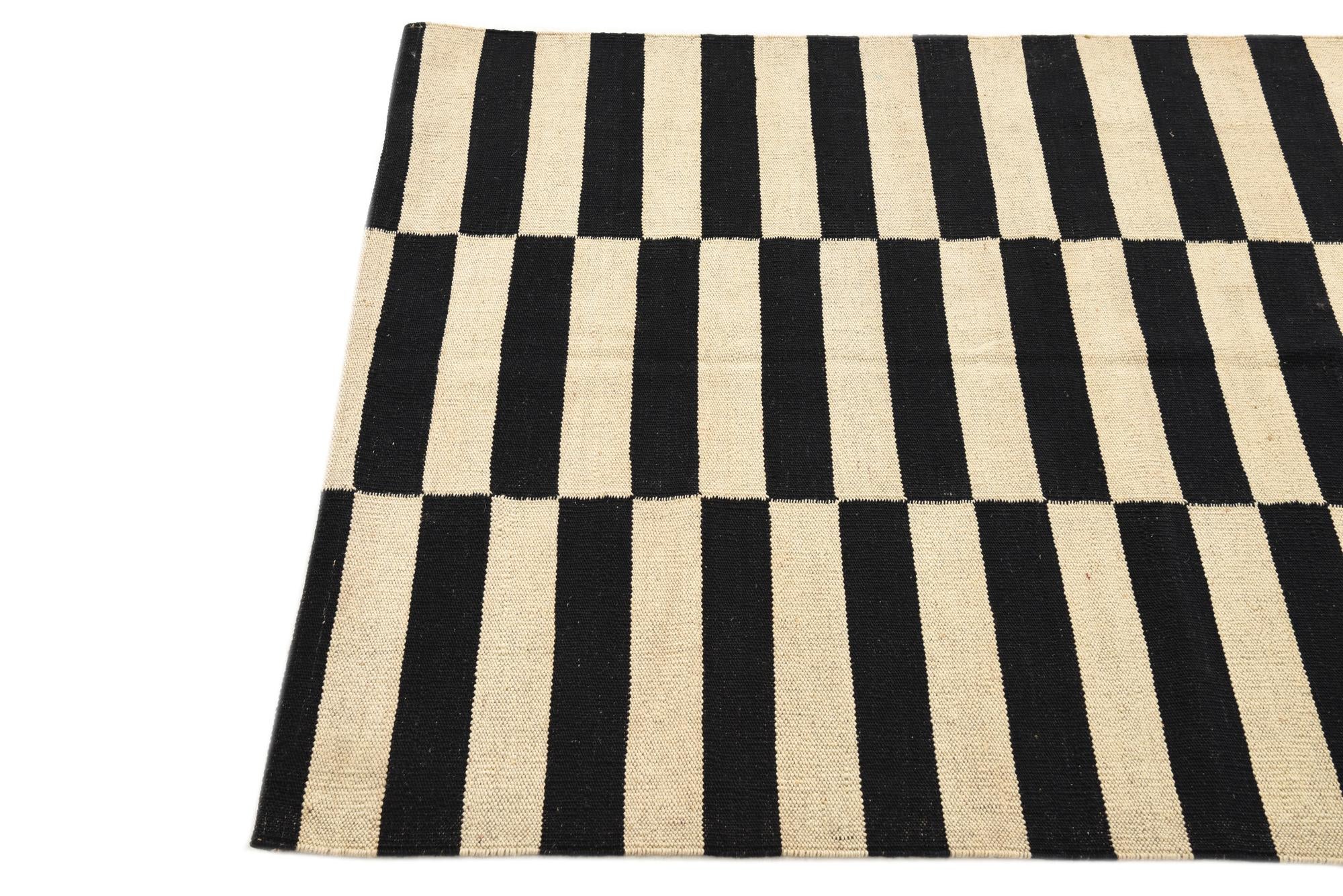 3' 4 x 4' 9 Hand Woven Kilim Modern Wool Rug