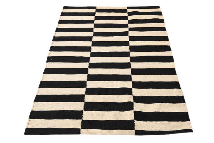 3' 4 x 4' 9 Hand Woven Kilim Modern Wool Rug