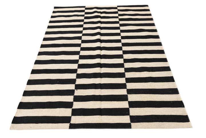 4' 3 x 5' 10 Hand Woven Kilim Modern Wool Rug