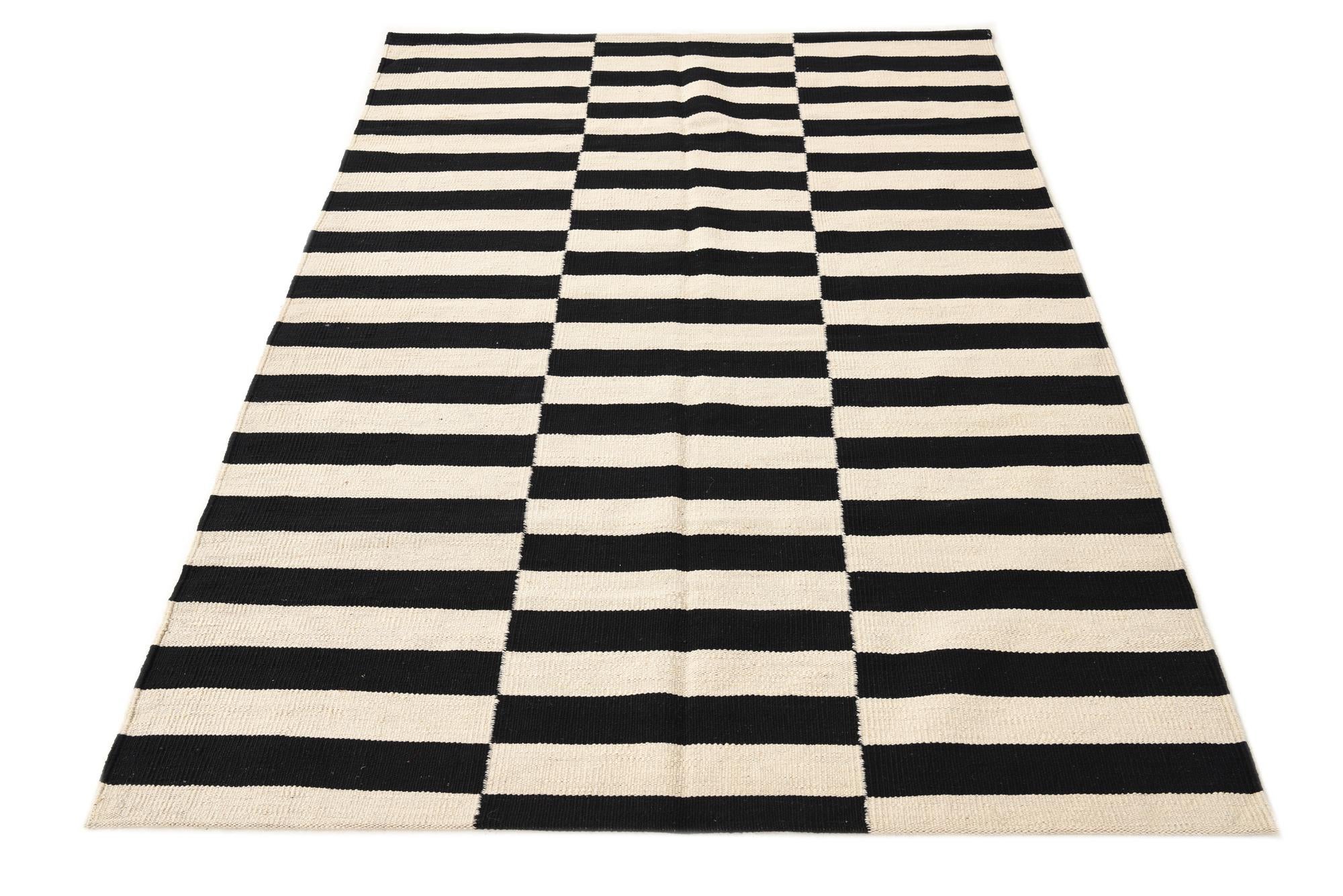 4' 2 x 5' 11 Hand Woven Kilim Modern Wool Rug
