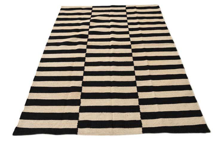 4' 3 x 5' 10 Hand Woven Kilim Modern Wool Rug