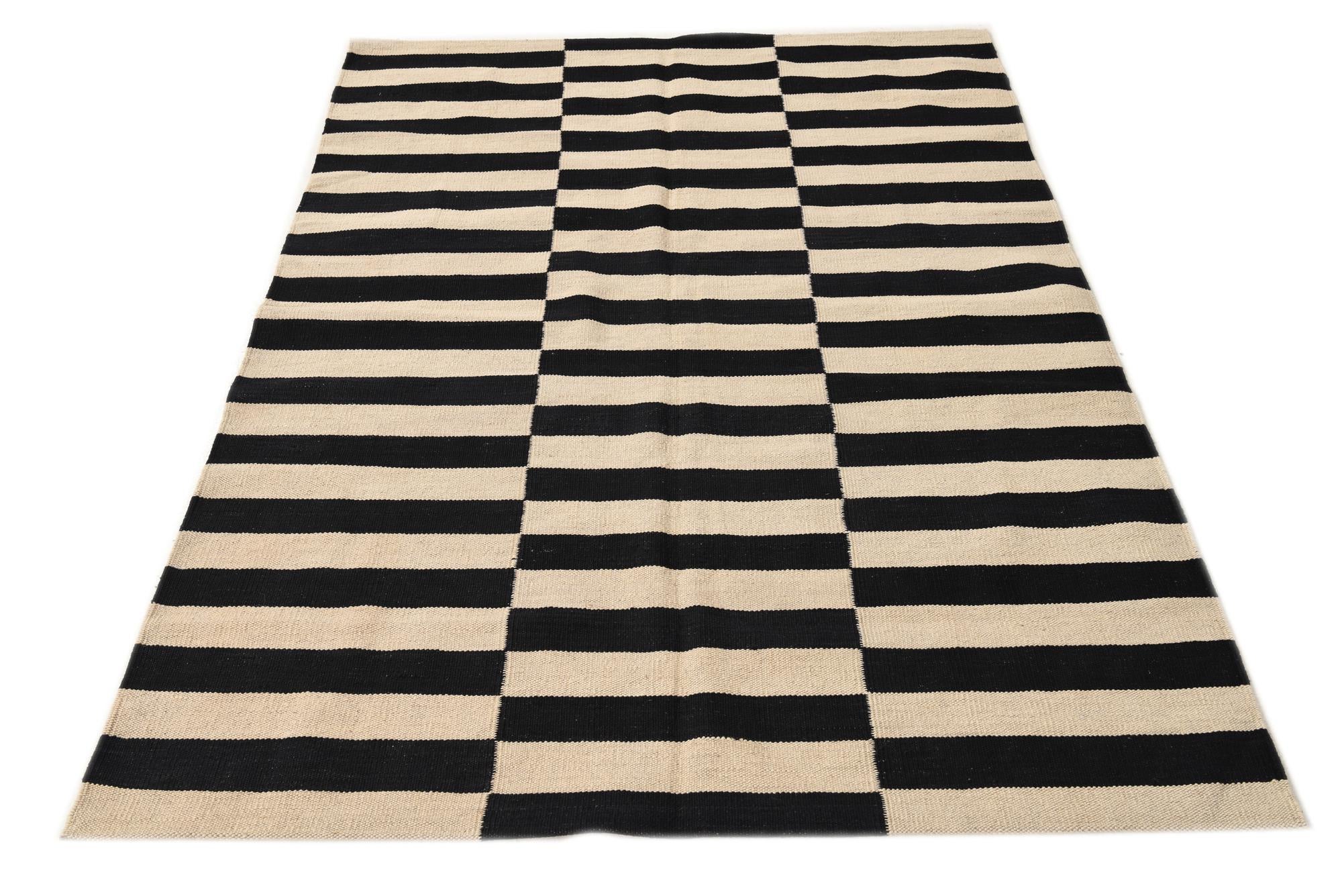 4' 2 x 5' 10 Hand Woven Kilim Modern Wool Rug