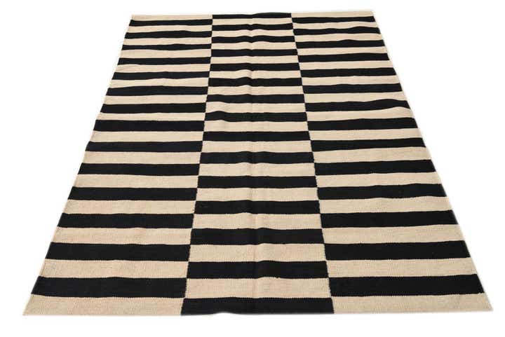 4' 2 x 5' 10 Hand Woven Kilim Modern Wool Rug
