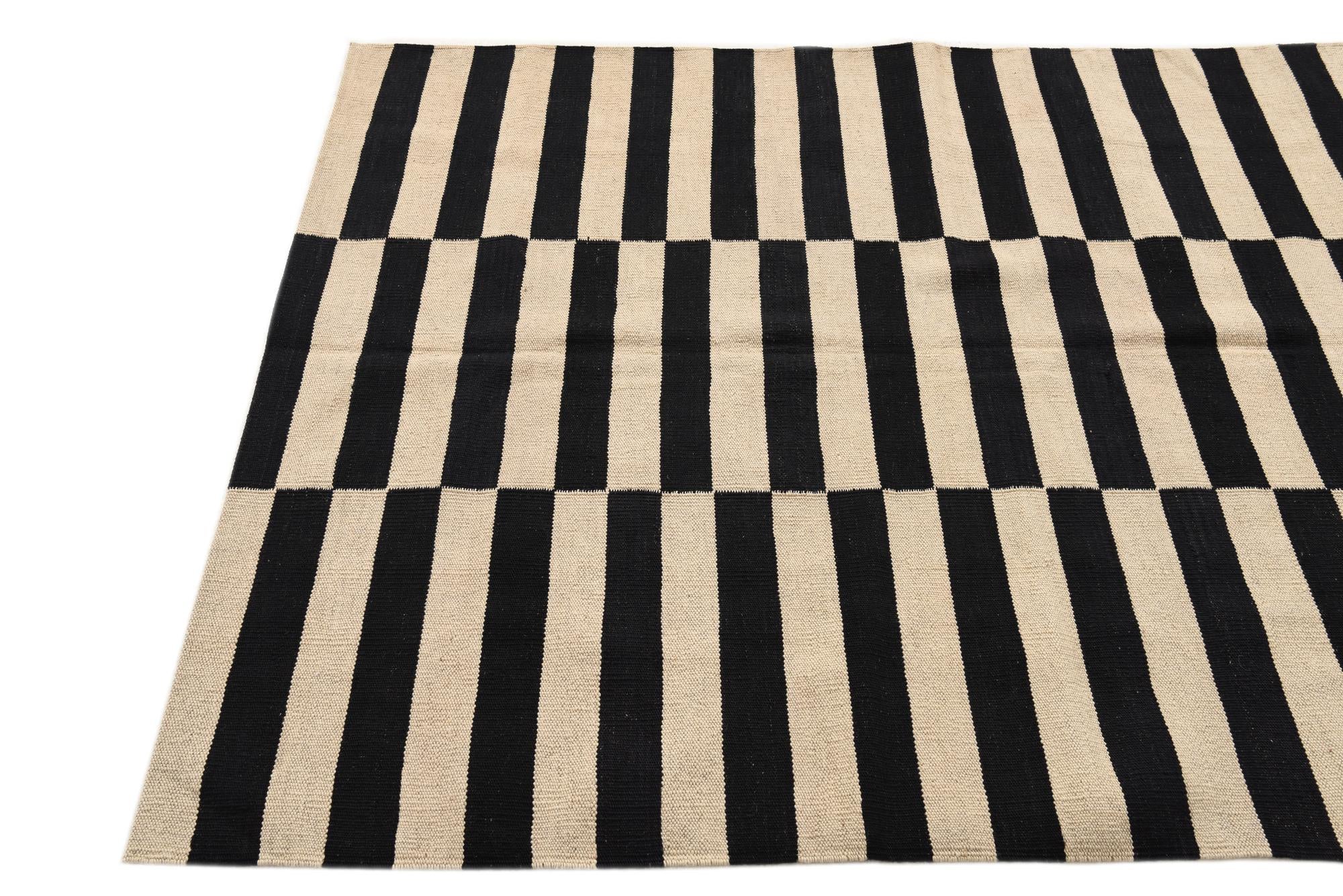 4' 2 x 5' 10 Hand Woven Kilim Modern Wool Rug