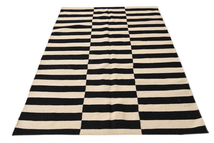 4' 3 x 5' 11 Hand Woven Kilim Modern Wool Rug
