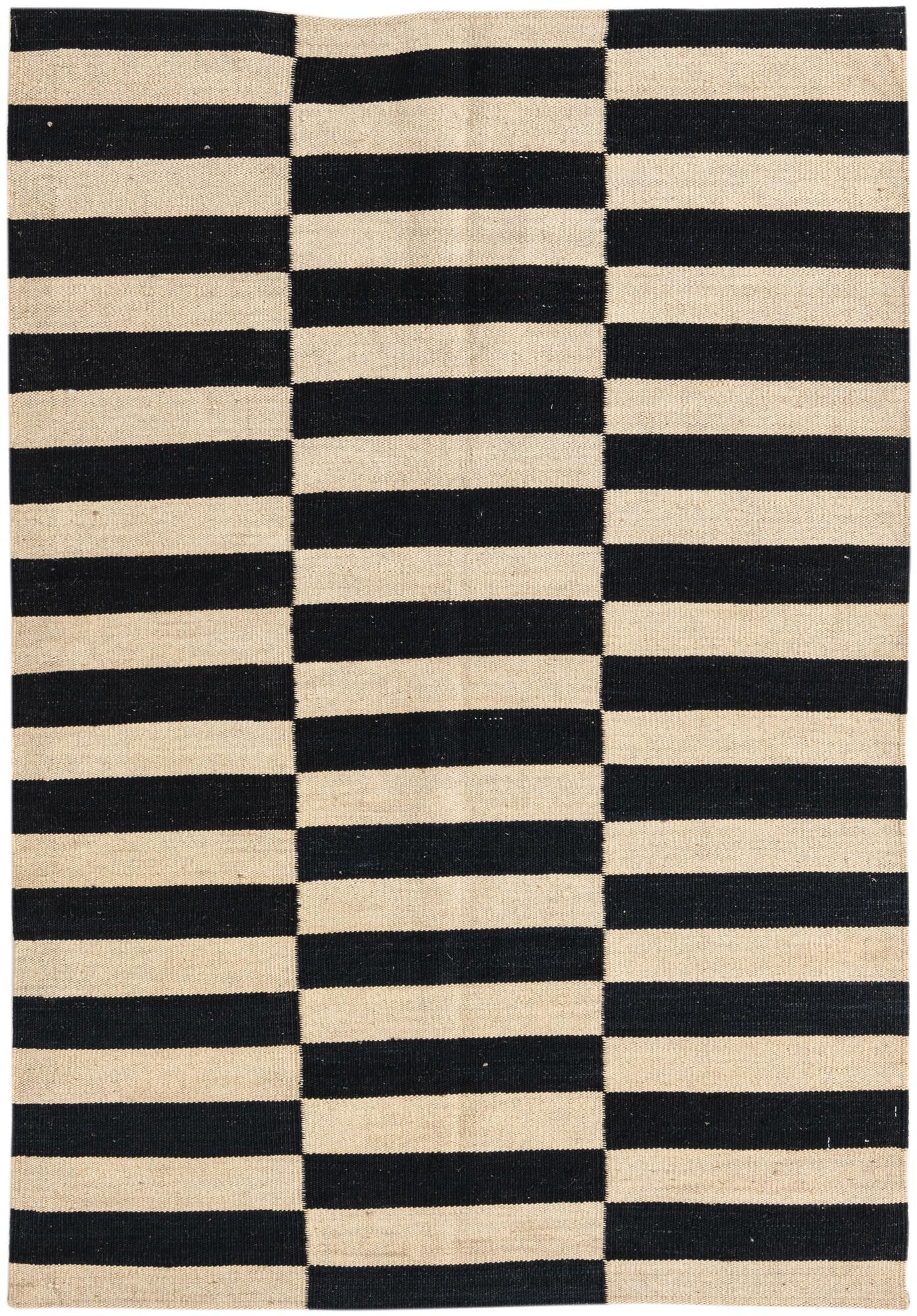 3' 4 x 4' 11 Hand Woven Kilim Modern Wool Rug