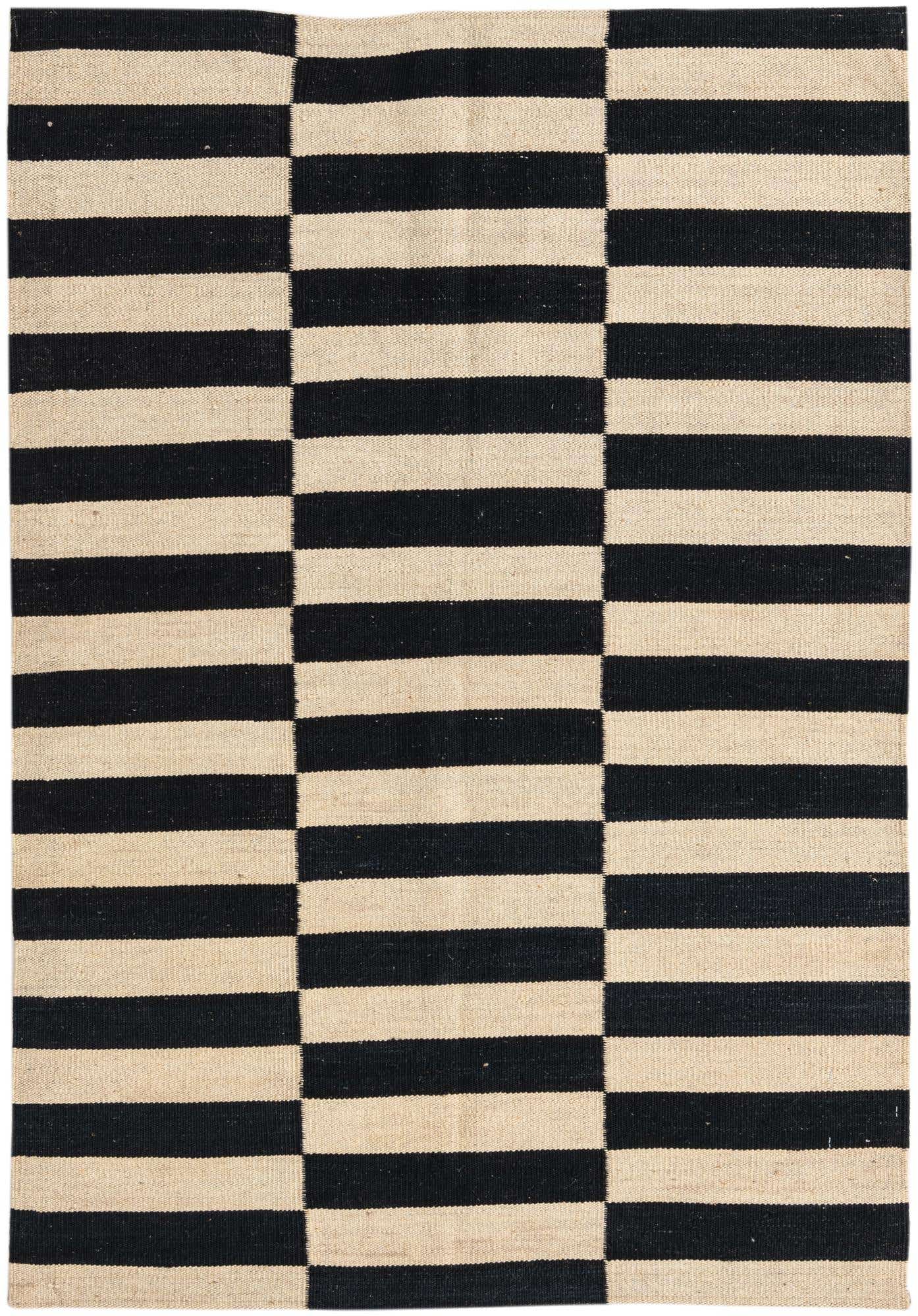 3' 4 x 4' 11 Hand Woven Kilim Modern Wool Rug