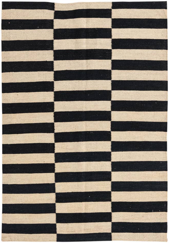 Detail image of 3' 4 x 4' 11 Hand Woven Kilim Modern Wool Rug
