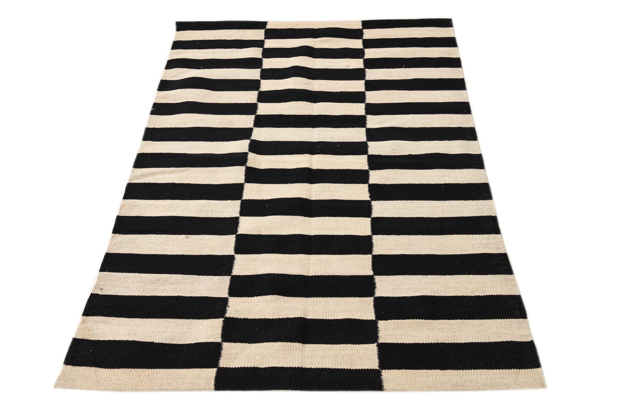 3' 2 x 4' 9 Hand Woven Kilim Modern Wool Rug