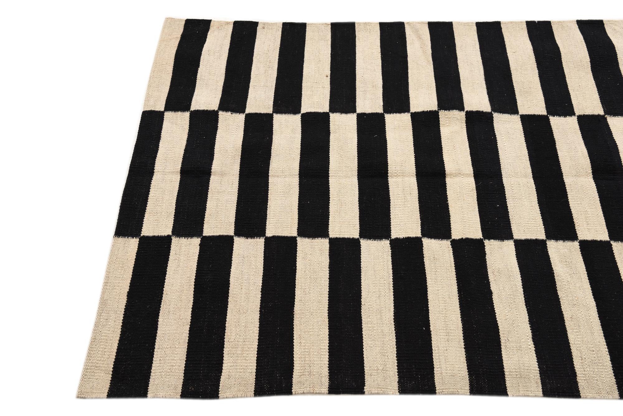 3' 2 x 4' 9 Hand Woven Kilim Modern Wool Rug