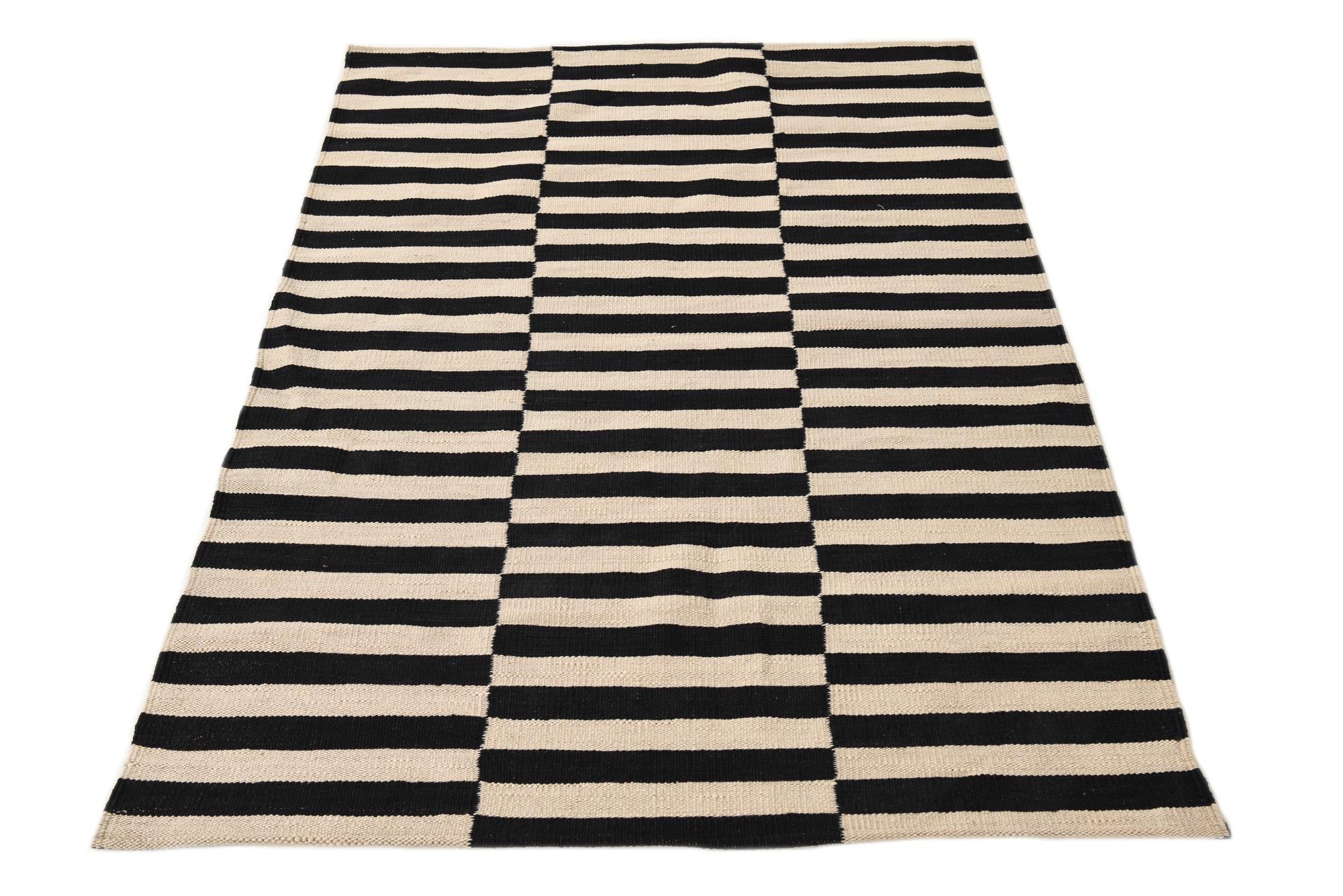 3' 5 x 4' 9 Hand Woven Kilim Modern Wool Rug