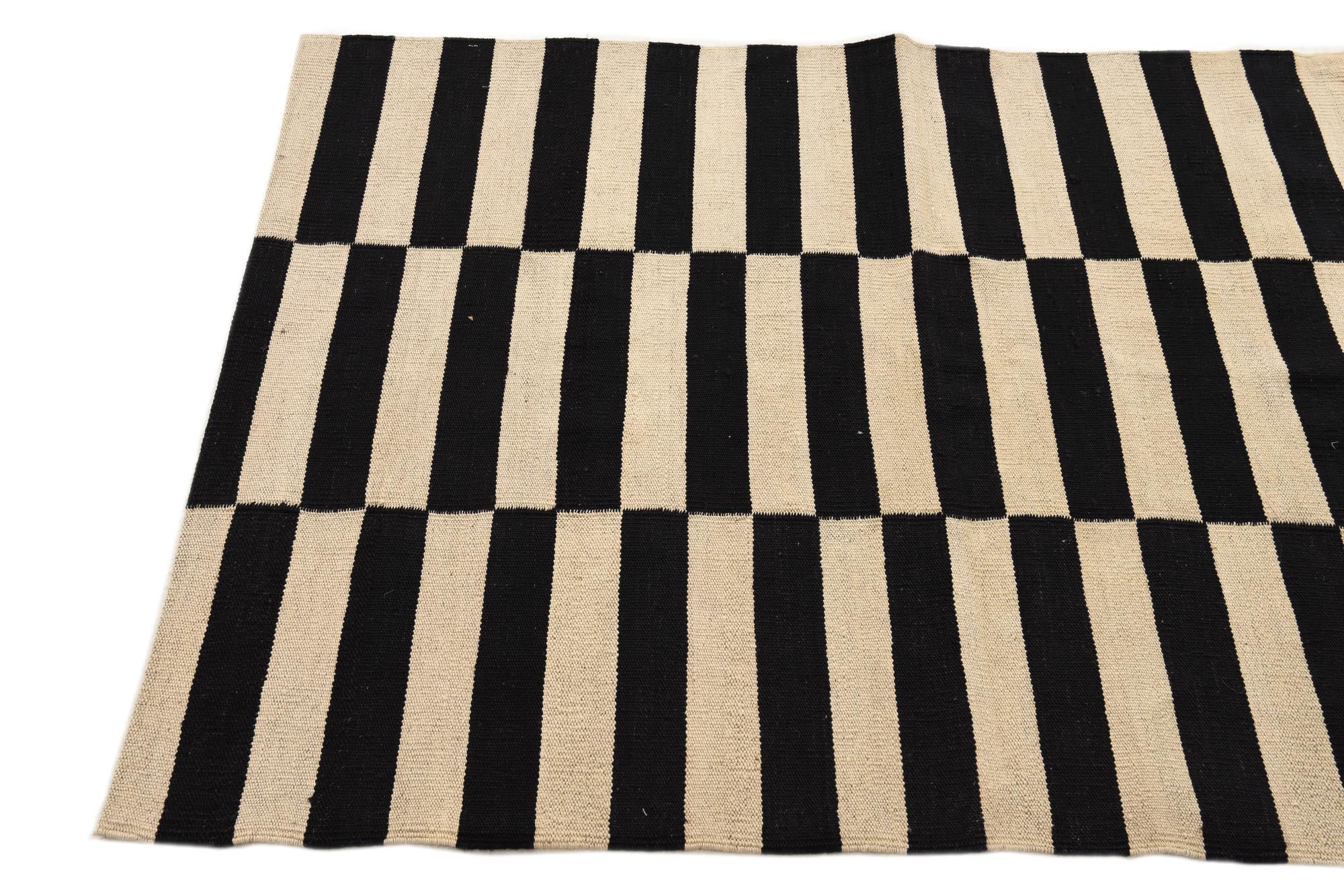 3' 4 x 4' 10 Hand Woven Kilim Modern Wool Rug