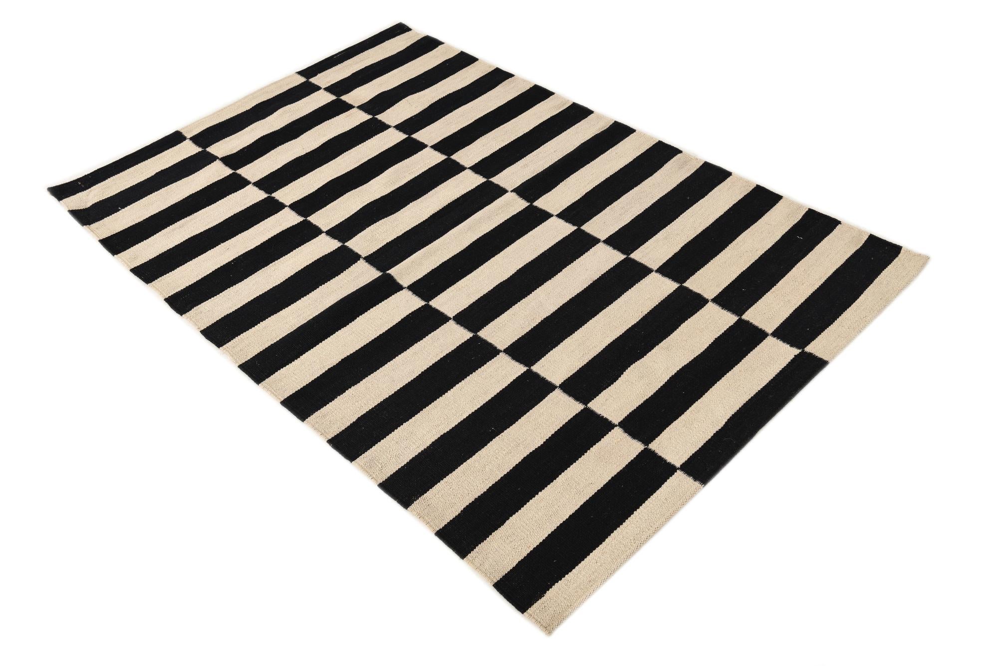 3' 3 x 4' 10 Hand Woven Kilim Modern Wool Rug