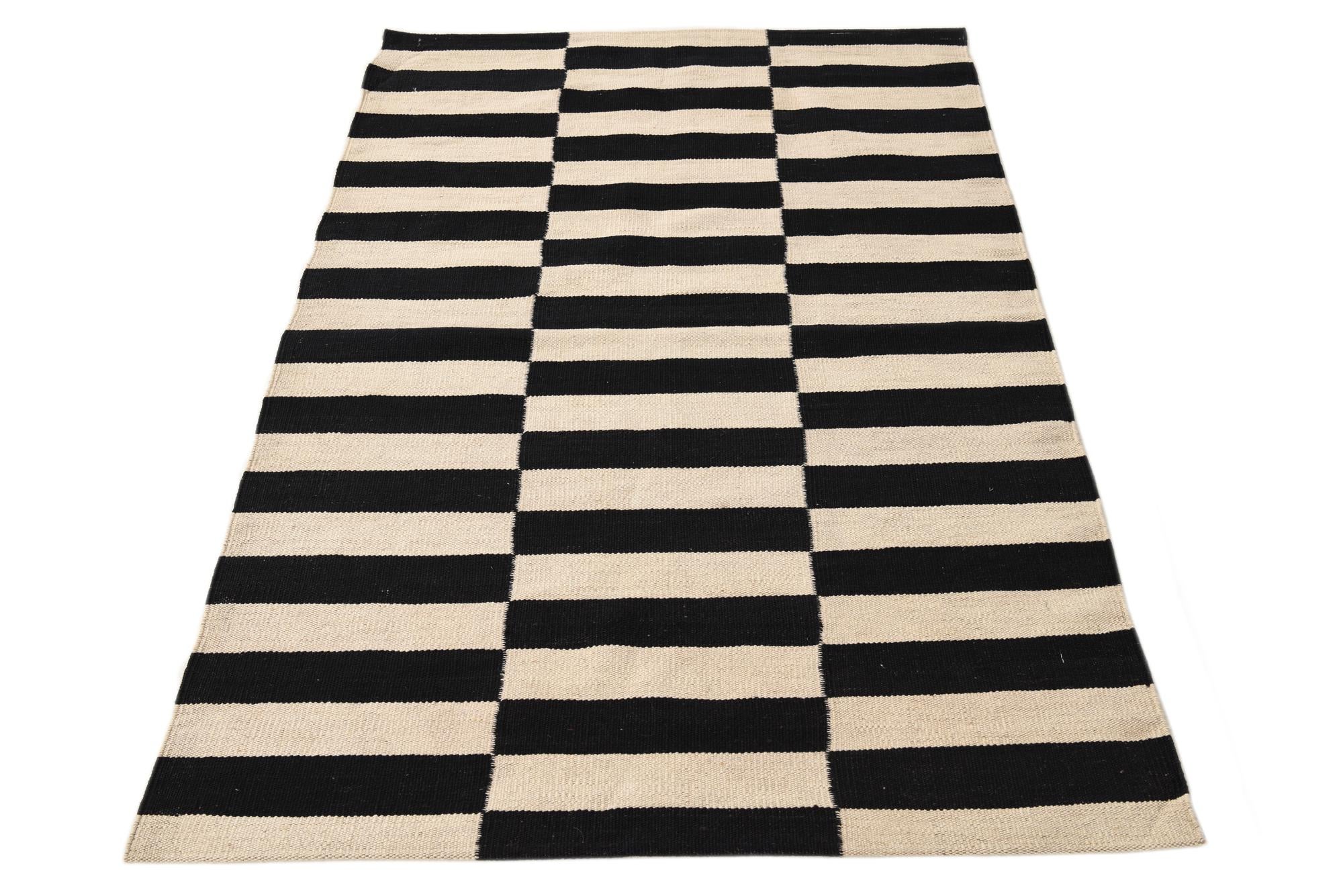 3' 3 x 4' 10 Hand Woven Kilim Modern Wool Rug