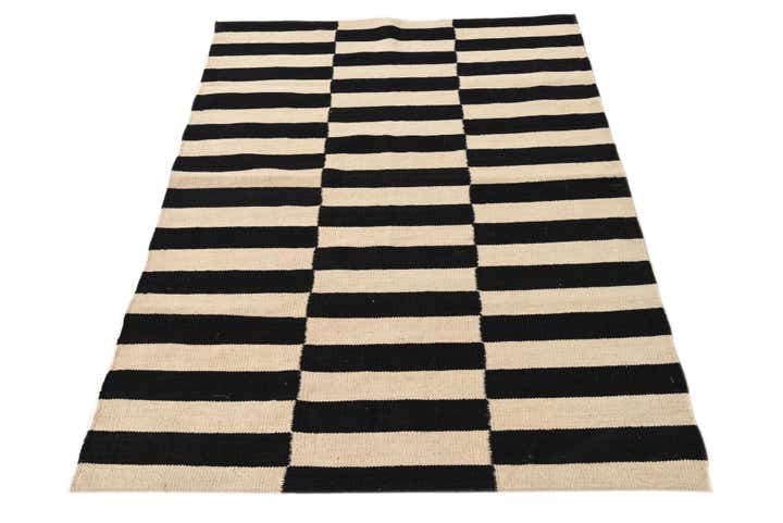 3' 6 x 4' 10 Hand Woven Kilim Modern Wool Rug