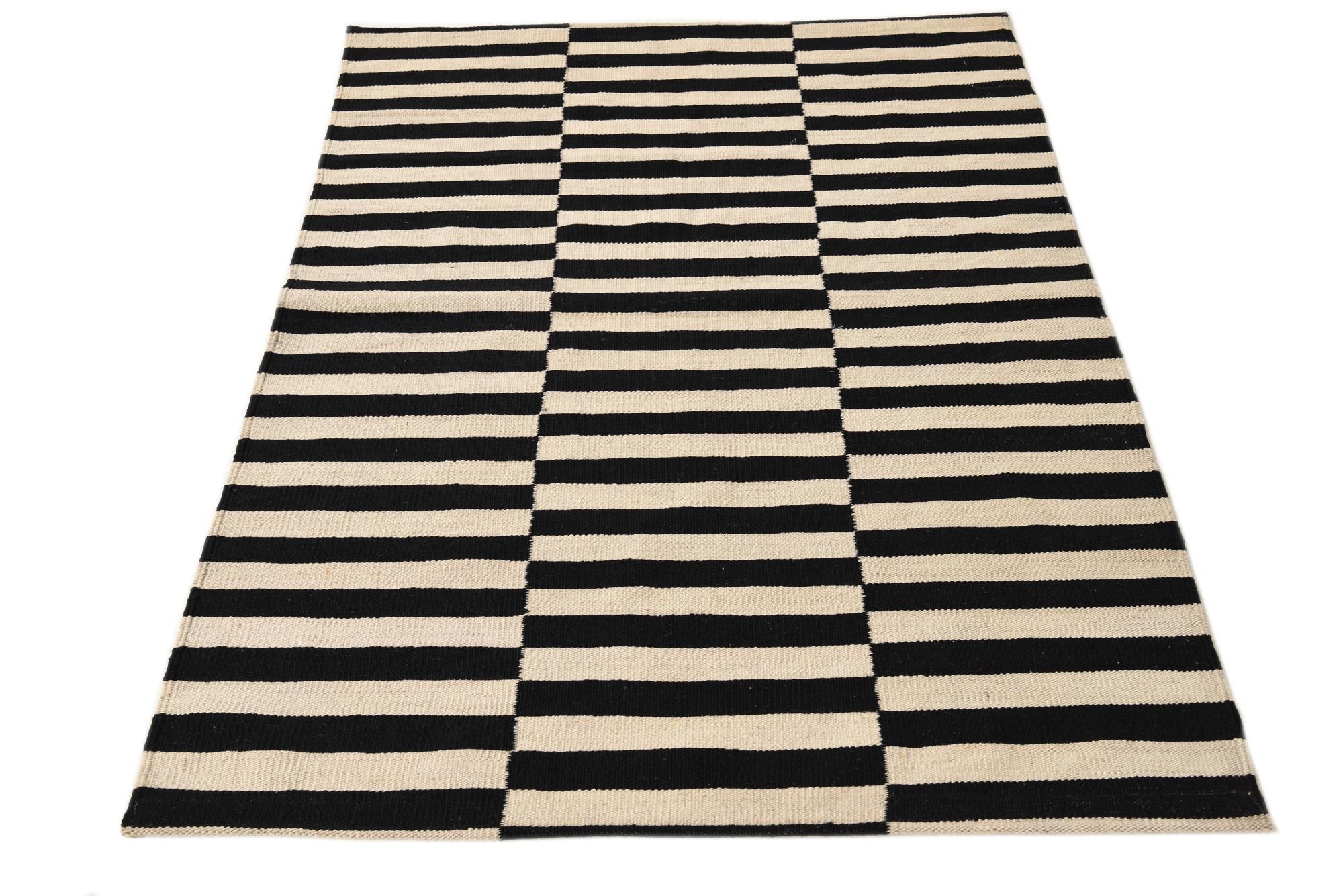 3' 4 x 4' 9 Hand Woven Kilim Modern Wool Rug